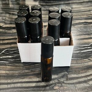 Set of Amber Glass Roller Bottles